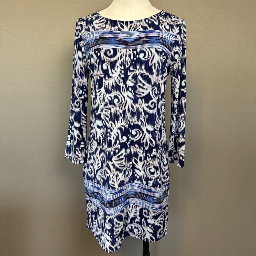 BCBGMAXAZRIA Tunic Dress Size Small Purple/Navy Blue